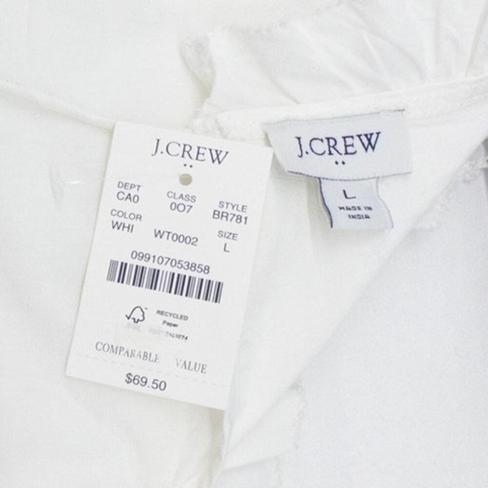 J Crew Ruffle Trim Cotton Poplin Tie Back Tank Top White Women's Large NWT - Picture 5 of 5